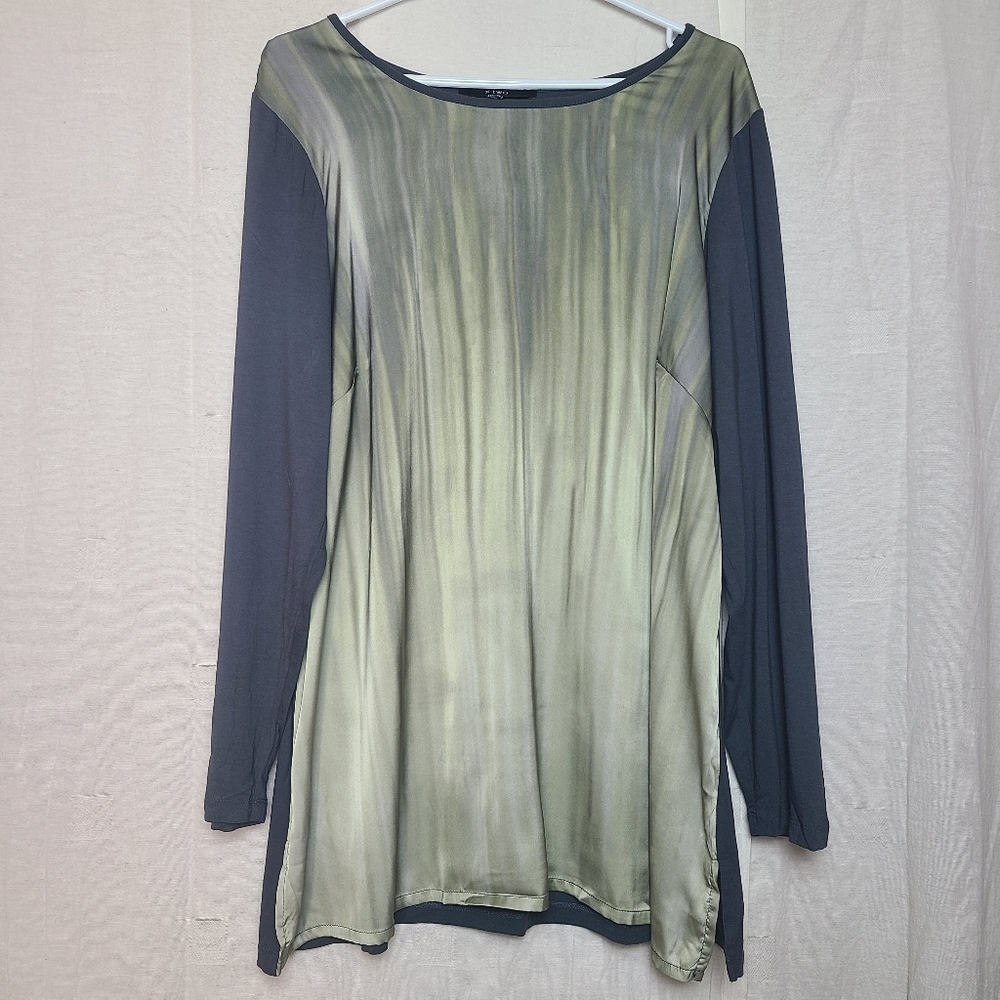 X-Two Women's US16 Tunic Grey Green Ombre Casual Contemporary Long Sleeves